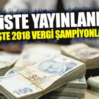 2018 yılı vergi rekortmenleri listesi açıklandı