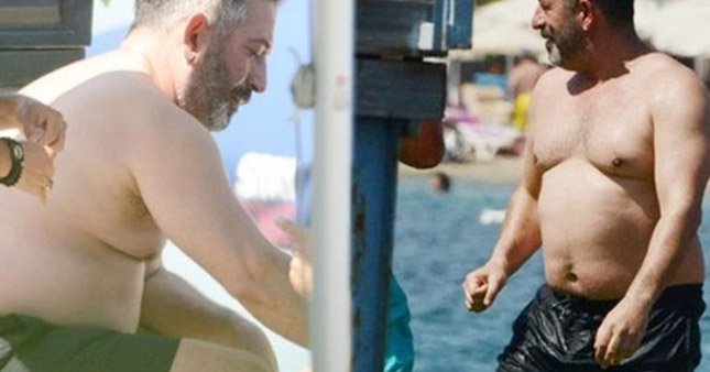 Cem Yılmaz kaslarıyla şov yaptı!