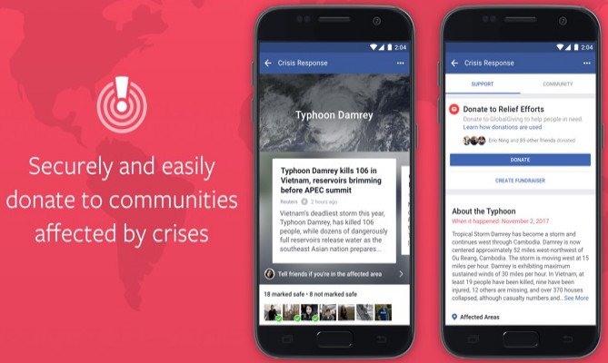 Facebook felaket bağışlarını başlattı