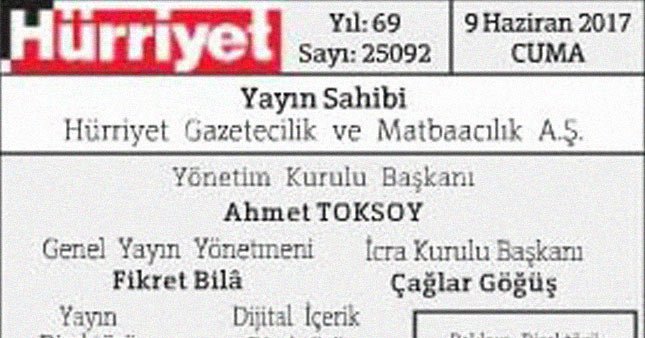 Hürriyet'in sembol ismi geri döndü!