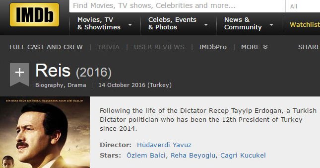 IMBD'de "Türk diktatör" skandalı