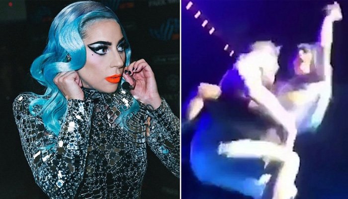 Lady Gaga hayranıyla sahneden düştü!