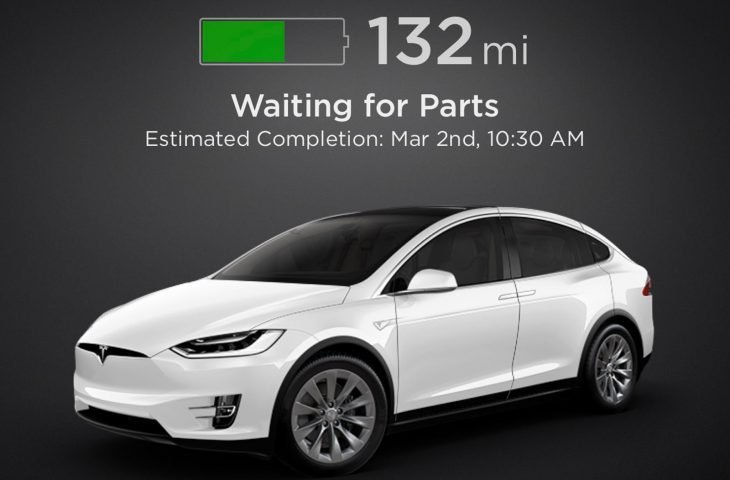 Tesla uygulaması tamir sürecini gösterecek
